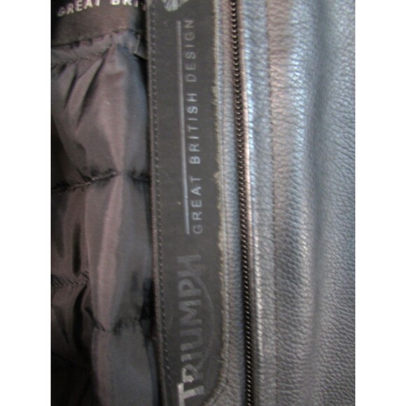 Triumph Leather Motorcycle Jacket Mens Medium Black Insulated Padded Lined - Picture 5 of 16